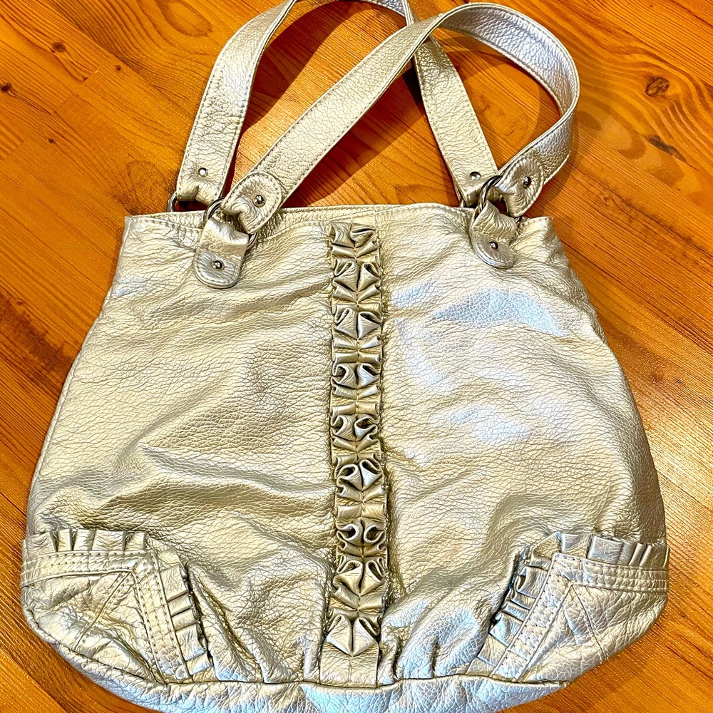 Mark Ecko women’s metallic silver purse.